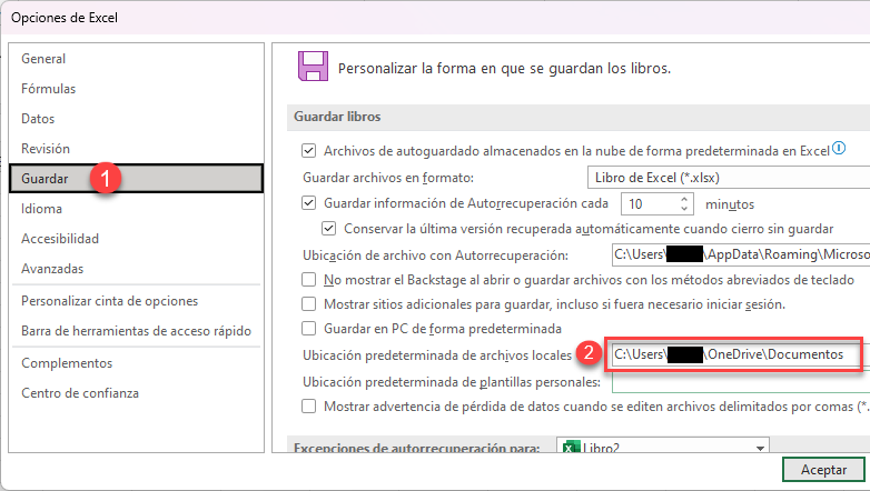 Ubicación Predeterminada de Archivos Locales