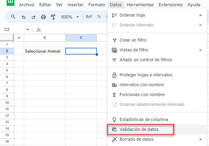 Validación de Datos en Google Sheets