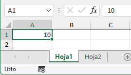 Valor en A1 Hoja1