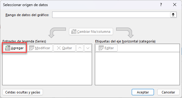 Ventana Seleccionar Origen de Datos Agregar