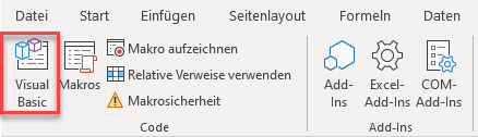 Visual Basic Editor in Excel oeffnen