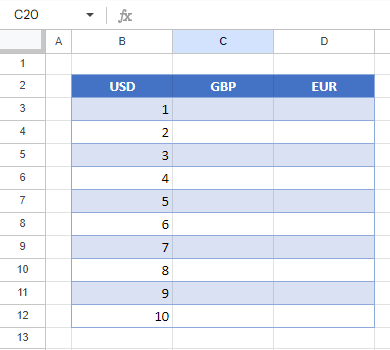 Waehrungsumrechnungstabelle in Google Sheets anlegen