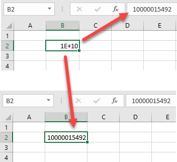 Wissenschaftliche Notation in Excel entfernen