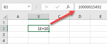 Zahl mit wissenschaftlicher Notation in Excel