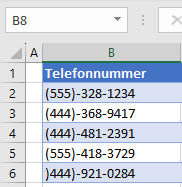 Zahlen in Excel trennen Ausgangsdaten