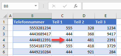 Zahlen in Excel trennen
