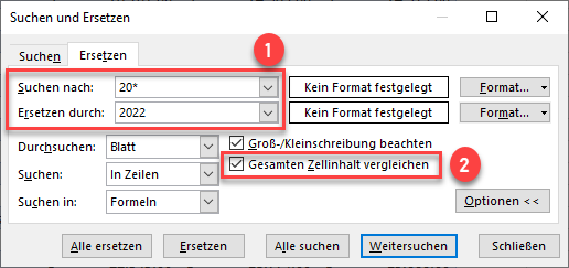 Zahlenwerte mit Platzhaltern suchen und ersetzen