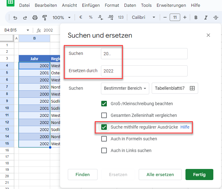 Zahlenwerte mit regulaeren Ausdruecken suchen und ersetzen GS