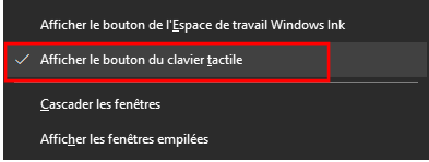 afficher bouton clavier