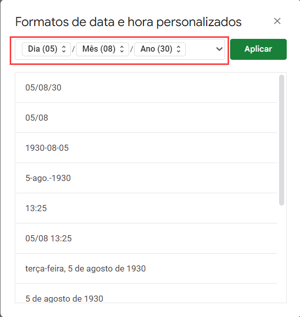 alterar formato data google 2