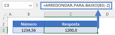 arredondar para baixo 2 digitos