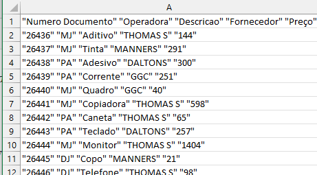 base dados csv