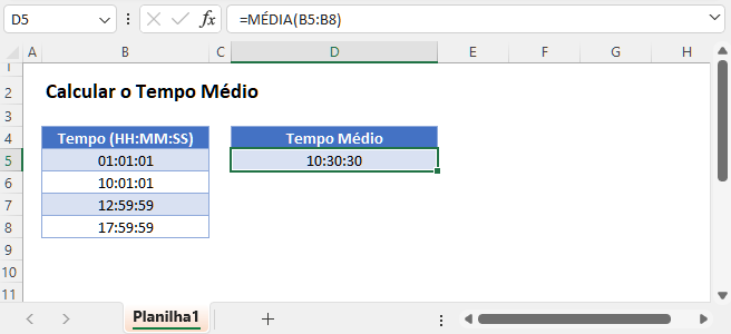 calcular tempo medio