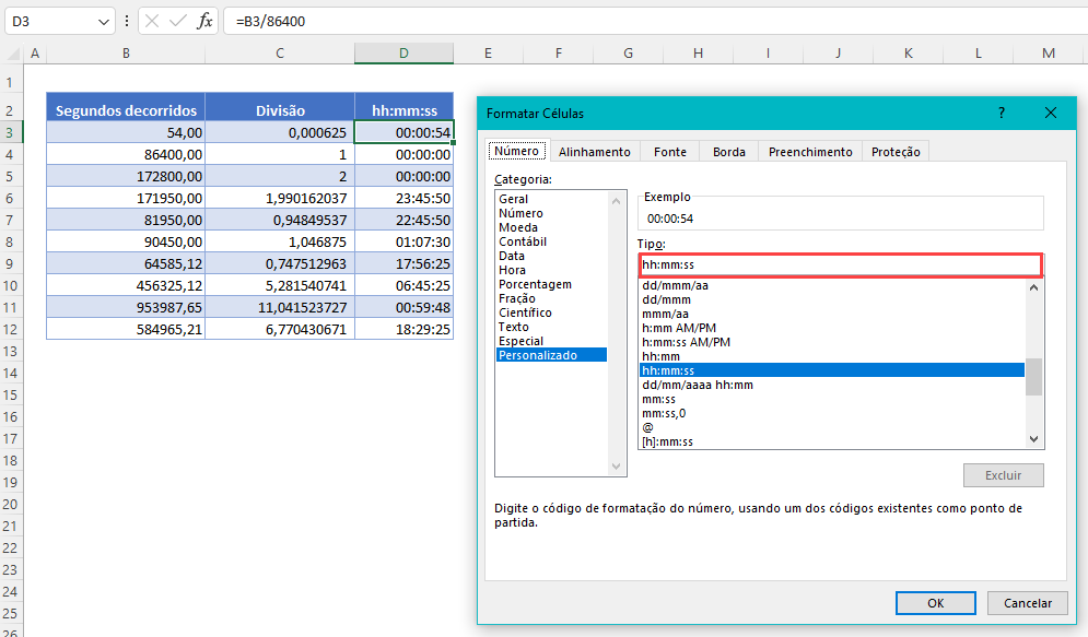 Conversão de Horas Excel - Converter Horas, Minutos, Segundos