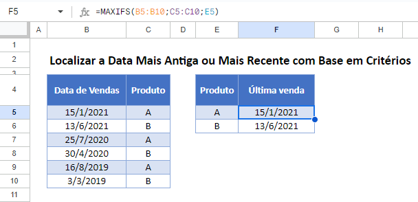 data mais nova ou antiga google sheets