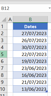 dates mise en forme