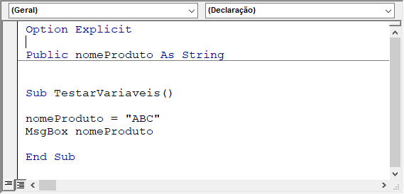 declarar variavel publica