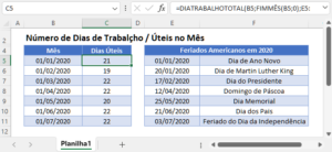 Número de Dias Úteis / de Trabalho no Mês - Excel e Google Sheets ...