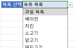 데이터 유효성 과일 목록