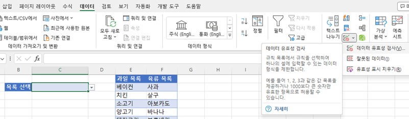 데이터 유효성 검사