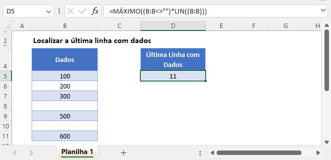 encontrar ultima linha com dados