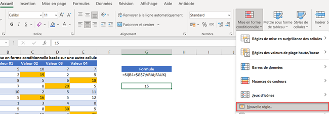 excel ajouter nouvelle regle