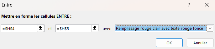 excel entre remplissage