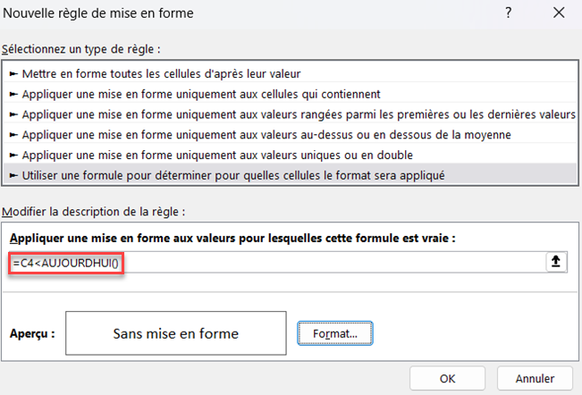 excel nouvelle regle formatage date