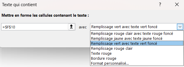 excel texte specifique remplissage cellule