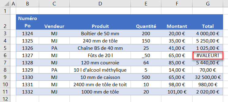 filtre avance non fonctionnel erreur valeur