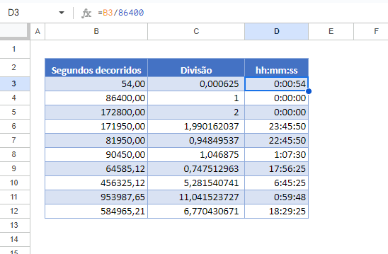 horas minutos e segundos