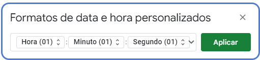 formatando horas minutos segundos google sheets