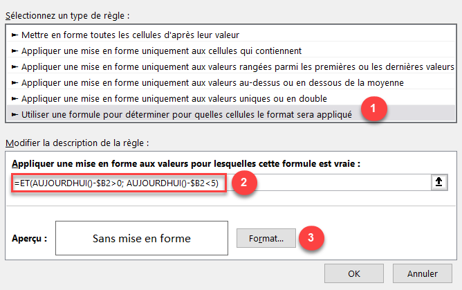 formule cellules formatage