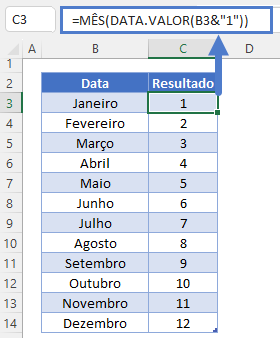 funcao mes para valor