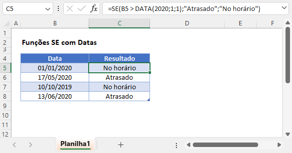 funcoes se com datas