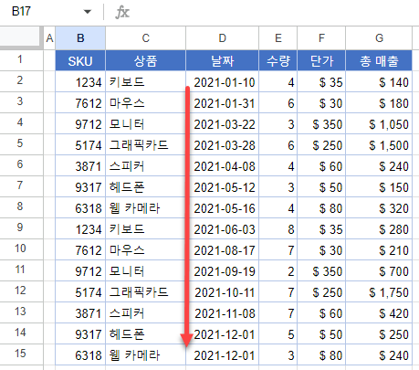 google sheet chronological result