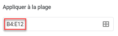 google sheets appliquer plage