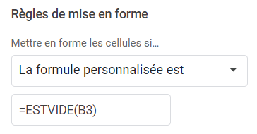 google sheets cellule vide formule