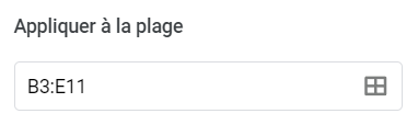 google sheets cellule vide plage