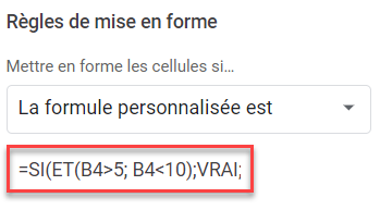 google sheets conditions multiples formule