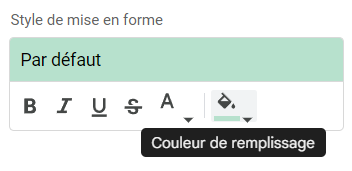 google sheets couleur remplissage