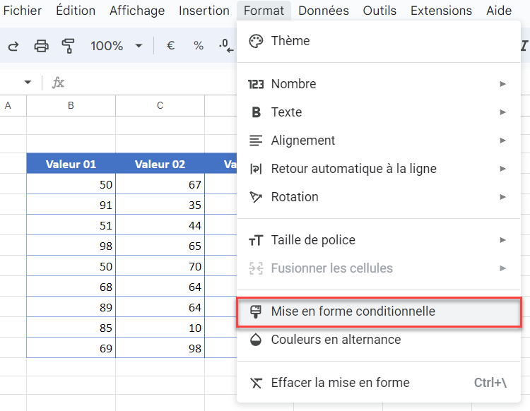 google sheets entre miseenforme