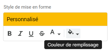 google sheets non egal remplissage