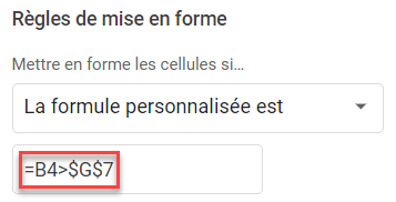 google sheets regles mise en forme