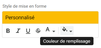 google sheets texte specifique style remplissage