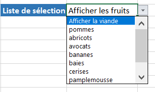 liste deroulante fruits