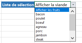 liste deroulante viande