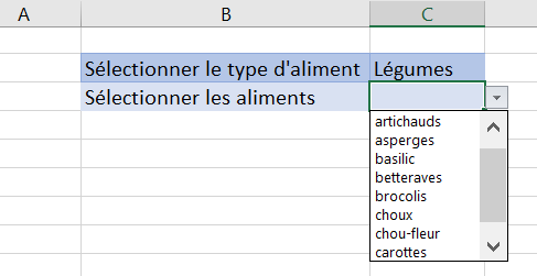 liste deroule selection detail legume