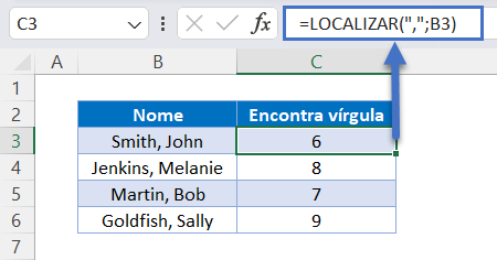 localizar virgula
