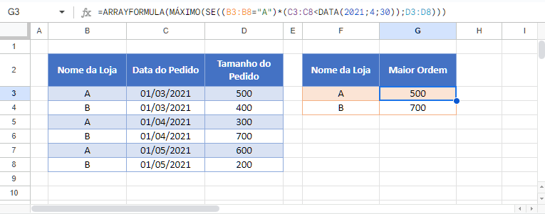 maximo se criterio multiplo google